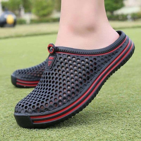 Summer Couple Breathable Half Slippers Men Outdoor Baotou Hole Beach Men's Casual Flip-flops Platform Sandals
