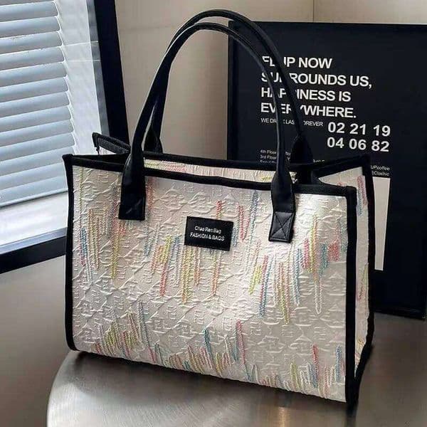 Large Capacity Canvas Versatile Women's Fashion Portable Shoulder Commuter Tote Bag Ethnic Style Z260224