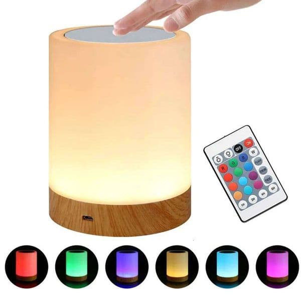 Touch Bedside Bedroom Night Dimmable Desk Remote Control 13 Color Changing Light, Timed Shutdown, USB Charg H260224