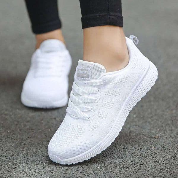 MAEDEF Casual Lightweight Breathable Walking Mesh Flats Sneaker Women Vulcanized Shoes White Female Footwear