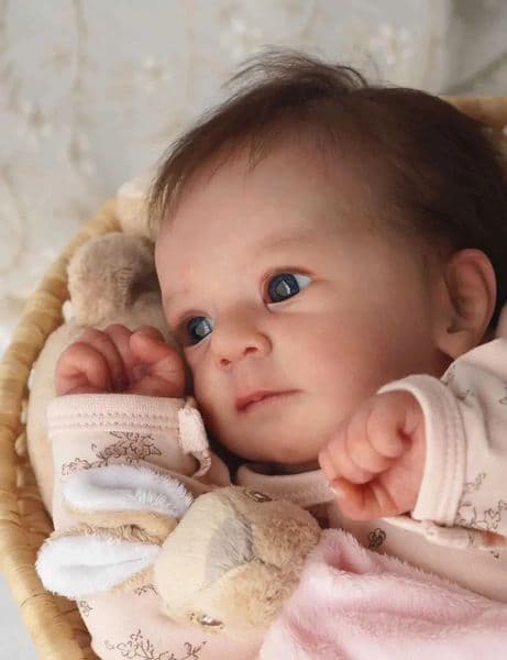 NPK 18 Inch 48cm Reborn Baby Doll Open Eyes Realistic Newborn Girl Doll Soft Vinyl Handmade Collectible Toy, Perfect Birthday Gift for Kids & Collectors