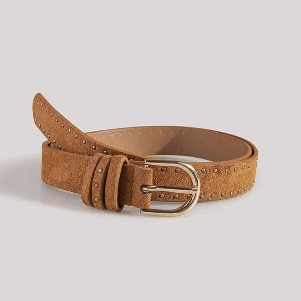1pc Women Mulberry Color Suede With Rivets Western Style Cowgirl Belt Fashionable Decorative Accessory Y260225