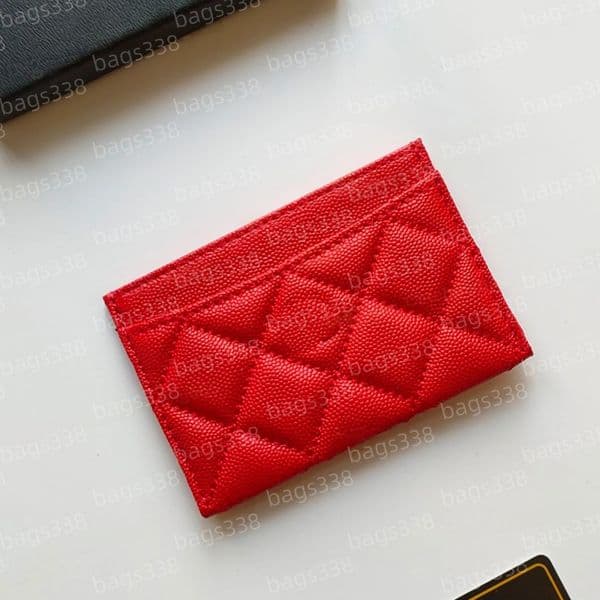 Designer wallet card holder luxury grained smooth genuine caviar women leather credit fashion casual shopping purses coin pocket mini quality classic passport