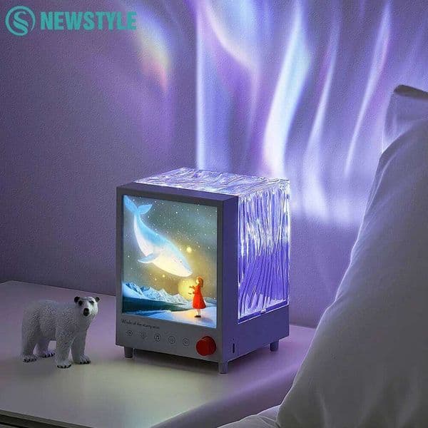 Aurora Box Projector Night Bluetooth Ambient Light With White Noise Stepless Dimming Beside Lamp For Bedroom Decor H260224