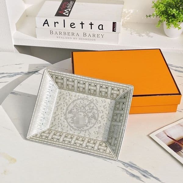 Gray Storage Tray Bone China Household Living Room Study Desktop Storage Box Storage Tray