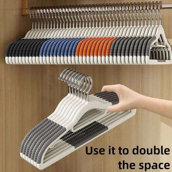 10Pcs Random Color Hot Selling Anti-slip Plastic Hangers Space Saving Traceless Clothes Hanger for Supermarket & Home 26W0225