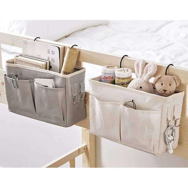 Student Bedside Hook Sorting Functional Dormitory Multi Pocket Wall Mounted Canvas Storage Bag 26Y0225