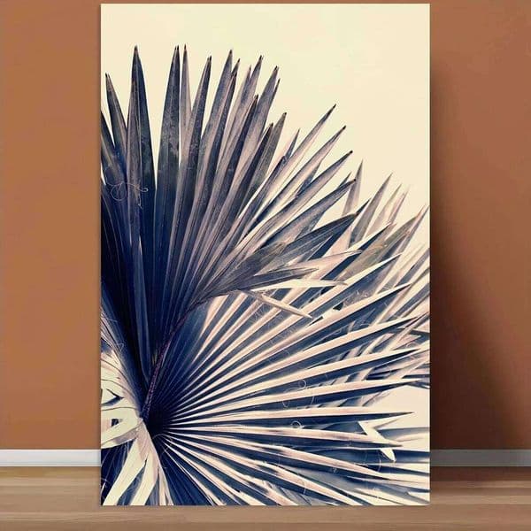 1pc Frameless Canvas Poster 12x18in - Gray Bismarck #1, Abstract Geometric Wall Art with Blue & White Design, Modern Minimalist 26H0225