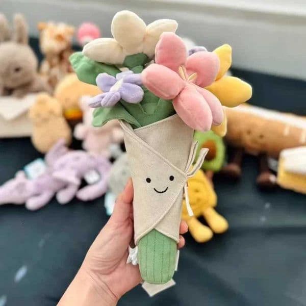 Holding Flowers Plush Toy Eternal Flowers Bouquets Toy Marriage Proposal Props Graduation Ceremony Valentines Day Birthday gift X260225