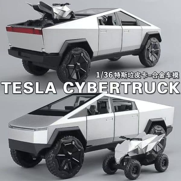 2026 New 1/24 Cyber Truck Pickup Alloy Diecasts Metal Toy Off-Road Vehicles Car Model Simulation Sound And Light Kids Gifts Toys