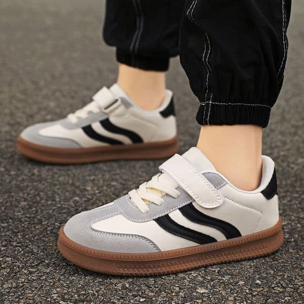 Free shipping Kids Running Shoes Autumn Children Sports Shoes PU Splicing Breathable Girls Boys Baby Leather Casual Shoes Soft Soles Non-slip Baby Sports Shoes