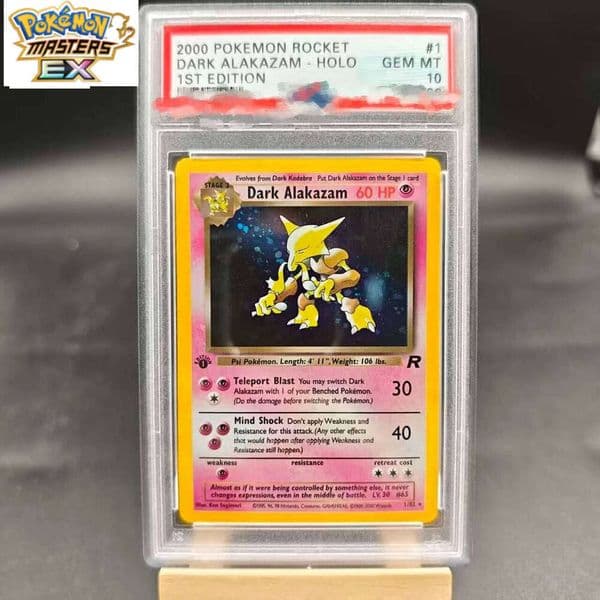 DIY PTCG 2000 ROCKET DARK ALAKAZAM 1ST EDITION 1/82 Collection Copy 10Points Rating Card Anime Game Gift Toy W260225