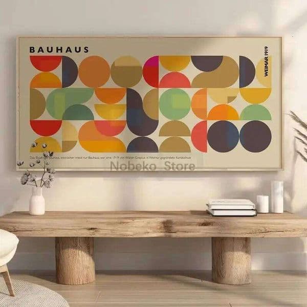 Large Minimalist Bauhaus Geometric Exhibition Poster Abstract Canvas Prints Modern Wall Art for Home Room Decor 26H0225