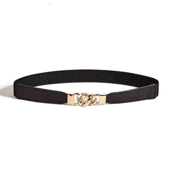 Golden round buckle elastic waistband suitable for matching dresses, shirts, long coats, etc Y260225