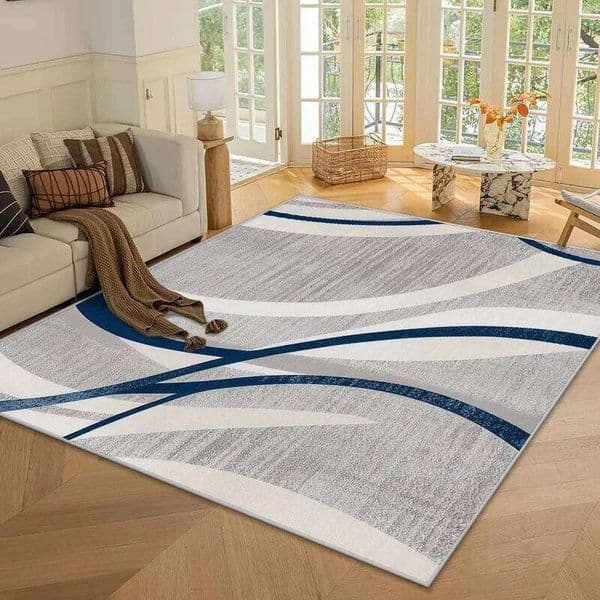 VIKAMA Modern Abstract Line Stain-Resistant Non-Slip Living Coffee Table Mat Balcony & Utility Room Rug Home Decor 26H0210
