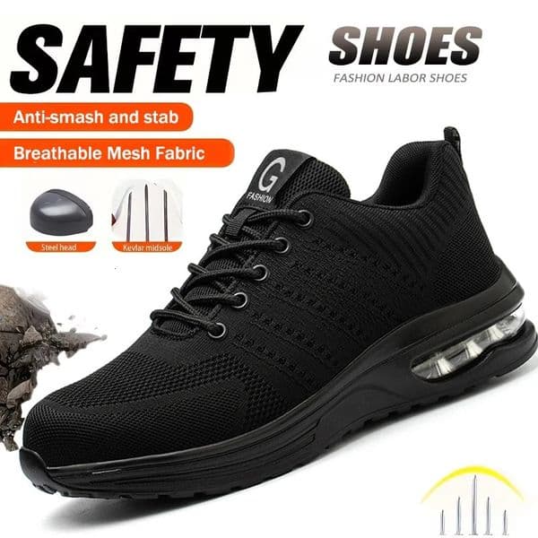 Lightweight Safety Shoes Women Men Air Cushion Work Sneakers Steel Toe Construction Boots Antismash 260208
