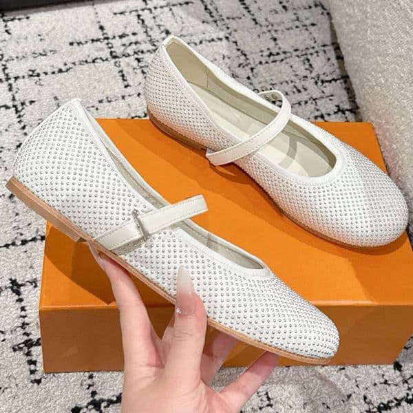 Romy Flat Ballerina 1AGZ70 designer sandals luxury womens sandals calf leather upper soft comfortable sheepskin lining ballet sandals fashion brand sandals