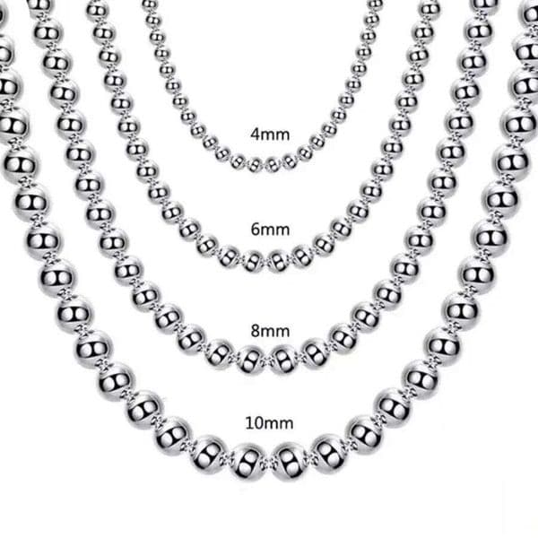 Hot 925 Sterling Silver 4MM/6MM/8MM/10MM Smooth Beads Ball Chain Necklace For Women Men Fashion Jewelry wedding accessories J260225