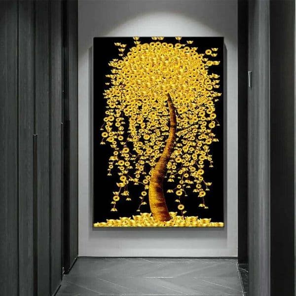 Modern Golden Fortune Money Trees Prints Canvas Wall Art Simple Landscape Poster for Living Room Home Office Decor 26H0225
