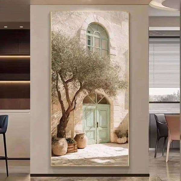 Olive Tree Arched Doorway Poster and Prints Modern Minimalist Canvas Painting Wall Art Picture for Living Room Home Decor 26H0225