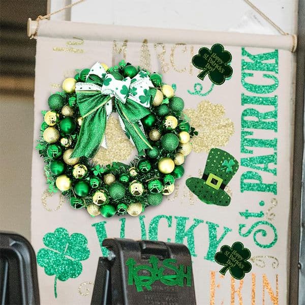 Irish Festival Decoration Clover Wreath St. Patrick's Day Green Round Ball Lucky Grass Pendant