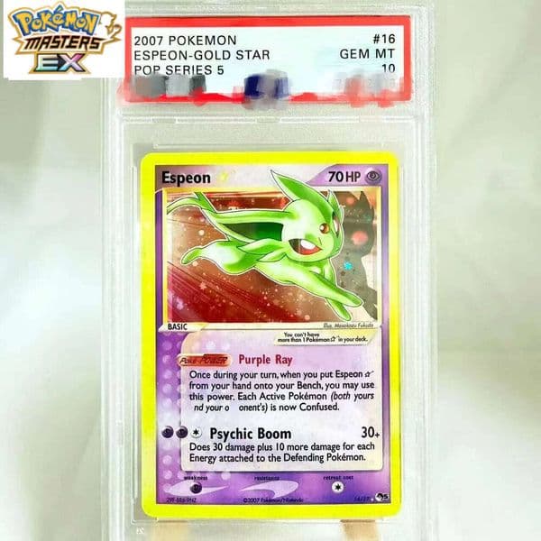 DIY PTCG 2007 ESPEON-GOLD STAR POP SERIES 5 16/17Collection Copy10Points Rating Card Anime Game Gift W260225