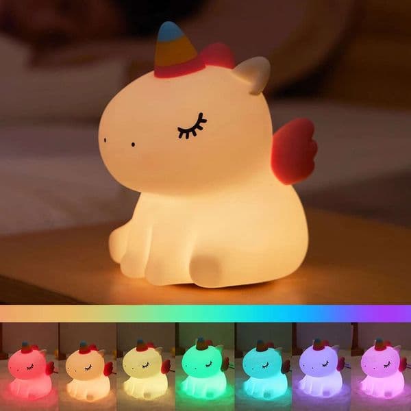Cute for Kids Silicone Nursery Night Light Dimmable LED Squishy Unicorn Rechargeable Bedside Lamp H260224
