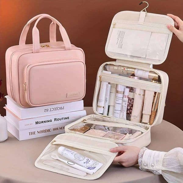 New PU Leather Hanging Cosmetic Bag For Women Portable Makeup Organizer Large Capacity Travel Toiletry Storage Bags 26Y0224