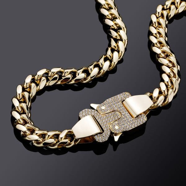 Hot Sale 12MM Smooth Cuban Chain Roller Coaster Buckle Necklace 1017 Unisex Personality Functional Style Accessories