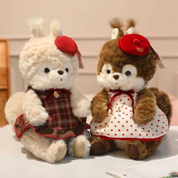 30/40cm Cute Forest Animals Plush Toy 3 Colors Stuffed Squirrel with Clothes and Dress Animal Doll Kid Toys Birthday Gift X260225