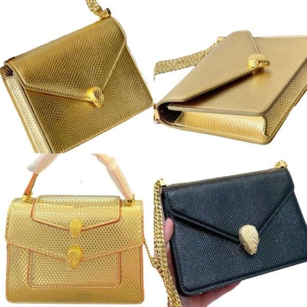 Womens Luxury bag Handbag Crossbody Single shoulder bag Small square package Chain bag Golden bag Fashion Snakehead High Quality 10AAA Metals bag for dinner