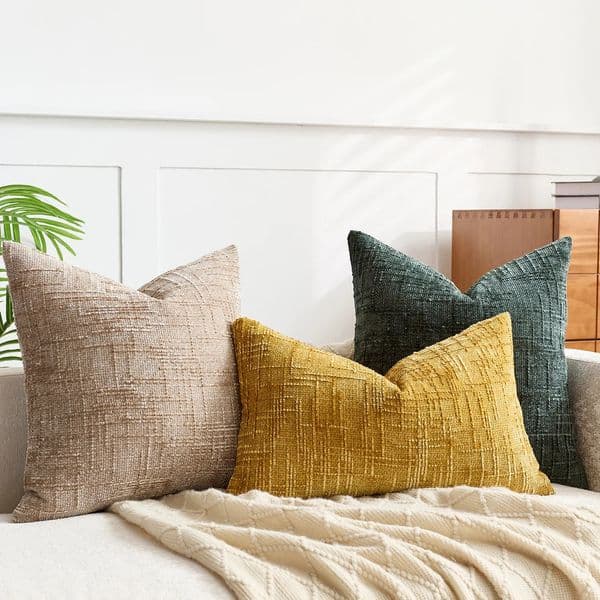Chenille Pillowcase Bamboo Yarn Texture Throw Pillow Covers Solid Sofa Cushion Covers for Home Bedroom Living Room Decor 260130BJ