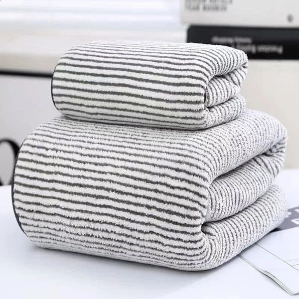 Towel Quick-Drying Bamboo Striped Towel Set For Soft And Absorbent Bathroom Experience Bath Towel Set or Hand Towel 260129