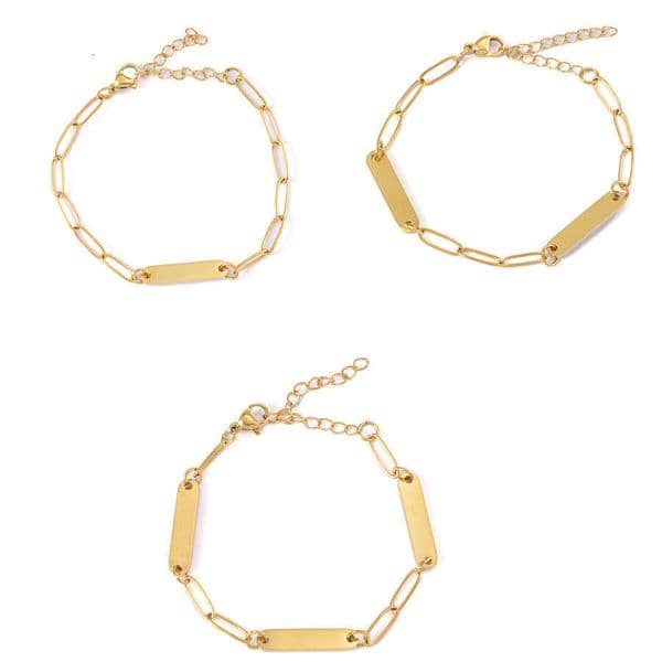 Luxury Designer Earring Women's Bracelet Minimalist Rectangular Paperclip Chain And Smooth Bar Create A woman Sleek Adjustable Extender Personalized Jewelry