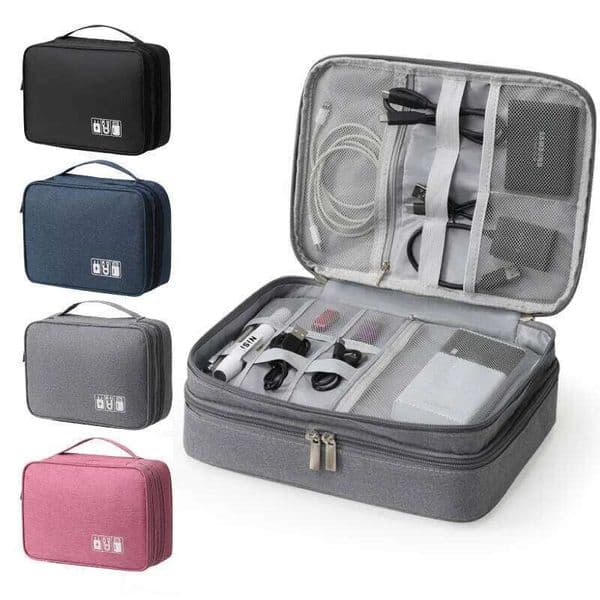Waterproof Digital Electronic Portable USB Data Line Charger Plug Storage Bag Travel Cable Organizer 26Y0225