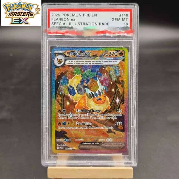 DIY PTCG 2025 PRE FLAREON Ex 146/131 Collection Copy 10Points Rating Card Anime Game Gift Toy W260225