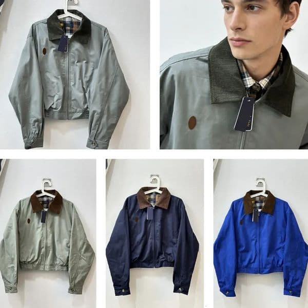 Designer Jackets Embroidery Logo Niche Trendy Corduroy Color Block Turn-down Collar Vintage Jacket for Retro Street-wear Unisex