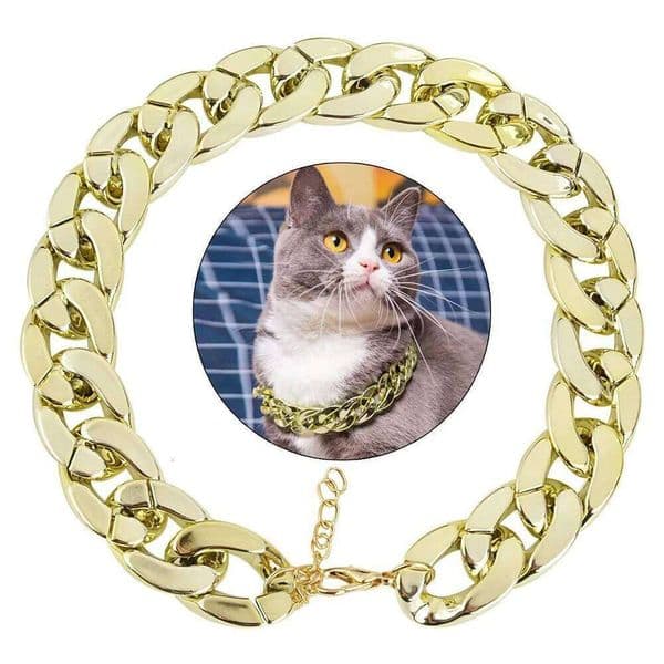 Pet Hip Hop Plating Plastic French Bulldog Necklace Small Dog Cat Chain Collar Adjustable Puppy Bully Neck Strap W260225
