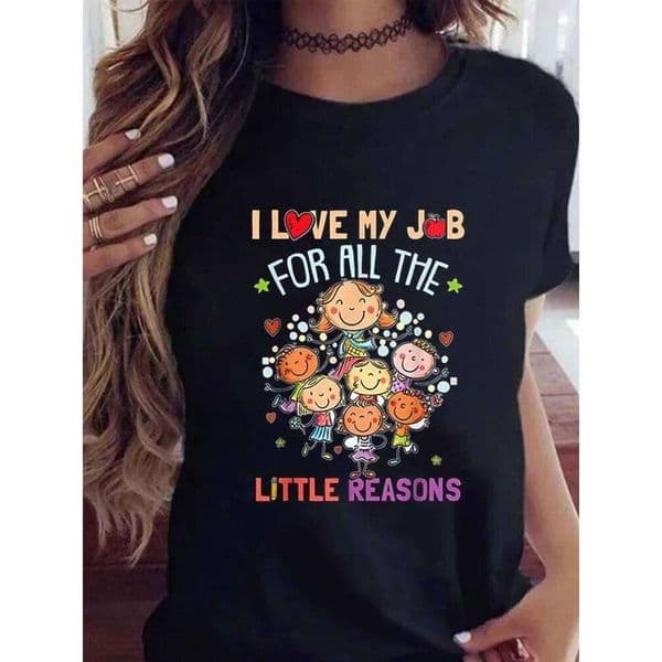 Graphics Casual Shirts Tops Fashion Preschool Teacher T-Shirt Women All The Summer Short Sleeved Harajuku Streetwear C260226