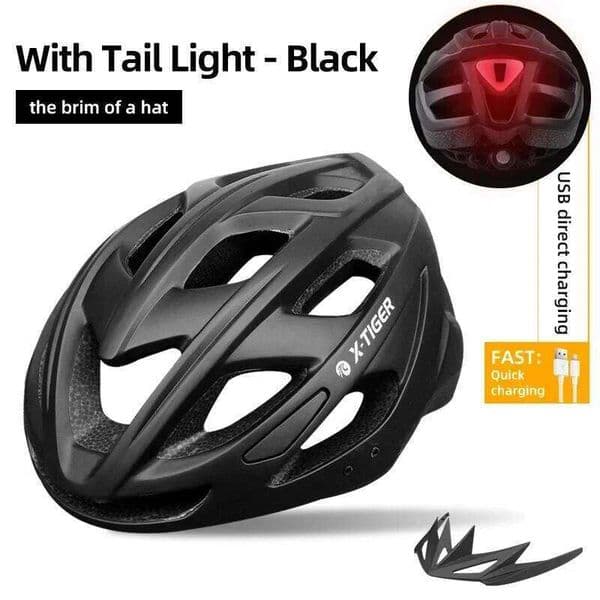 X-TIGER Adult Bicycle Breathable Lightweight Unisex Road Mountain Cycling Helmet with LED Taillight and Adjustable Straps 26Y0226