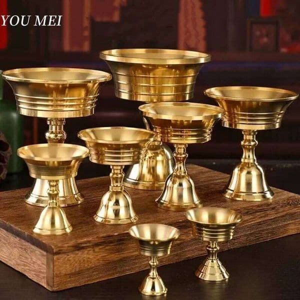 Tibetan Candlestick,Multi-Size Buddhism Bronze Candle Cup Polishing Auspicious Altars Holy Lamp Holder,Buddhist Items Handicraft C260226