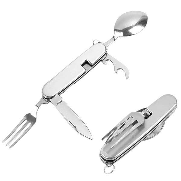 Detachable Outdoor Folding Tableware Set Multifunction Camping Cooking Stainless Steel Portable Dinnerware Spoon Fork Pocket Picnic Hiking Travel Tools JY1217