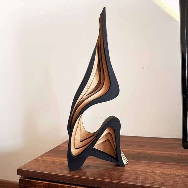 Artistic Abstract Wooden Streamlined Statue Minimalist Bookshelf Room Decoration Desktop Ornaments Home Gifts 26Y0226