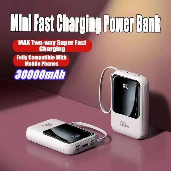 30000mAh Portable Power Bank with SuperCharge PD22.5W and Built-in 4-Line LED Display For iPhone H260226