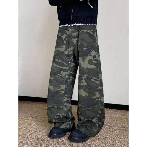 2025 Japanese Y2K Streetwear Camouflage Baggy Cargo Jeans Pants For Men Clothing Straight Casual Long Trousers Pantalones Hombre Z260225