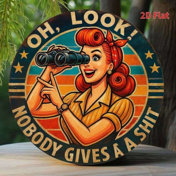 Funny "Oh Look! Nobody Gives a Shit" Metal Plaque - Vintage Bathroom Decor, Office Desk Decoration 26L0226