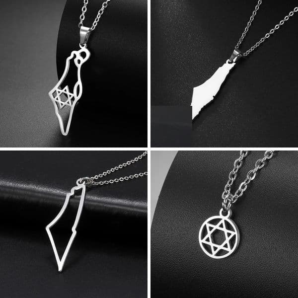 Teamer Israel Map Star of David Pendant Necklace for Women Men Je Stainless Steel Ethnic National Jewelry Wholesale 260128