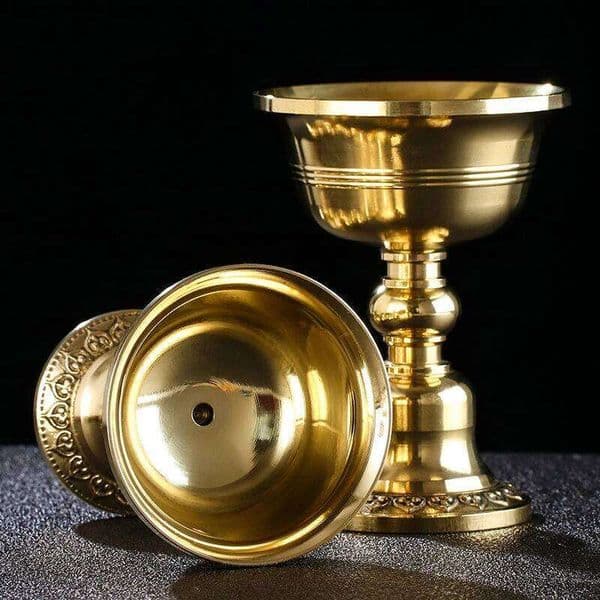Brass Candle Cup Collection Romantic Flower Golden Candlestick Buddhist Tibetan Lamp Holder Wedding Dinner Home Table Decoration H260225
