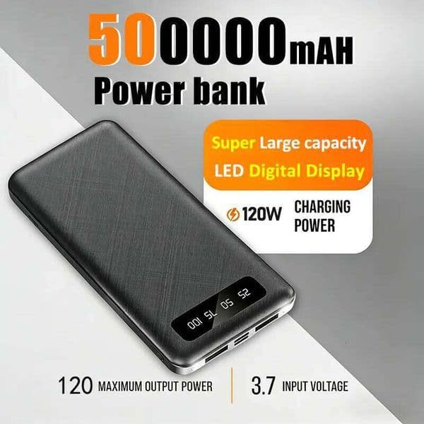 500000mAh 120W Power Bank Super Fast Charging High Capacity External Battery With LED Digital Display For iPhone H260226