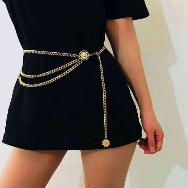 Trend 2026 Metal Women Vintage Style Exquisite High Waist Gold Color Plated Belt Female Body Chain Jewelry Gifts Y260226